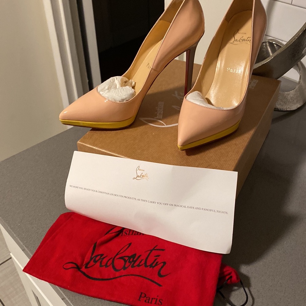 Christian Louboutin Pigalle 120 patent calf baby pink/Canari - Picture 11 of 12